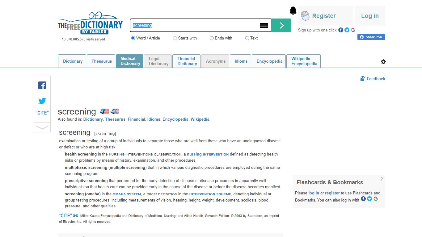 Screening | definition of screening by Medical dictionary