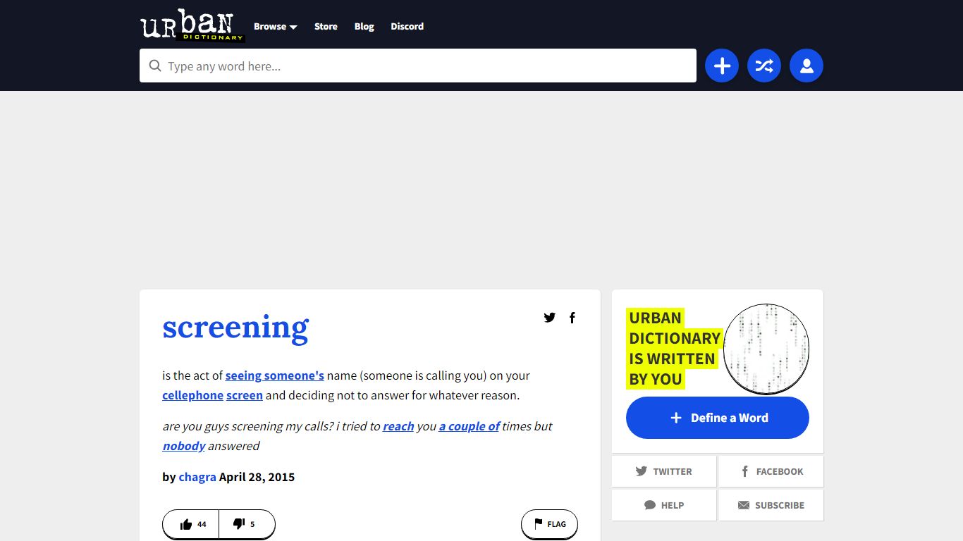 Urban Dictionary: screening